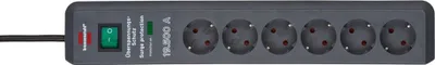 Zdjęcie produktu dla Brennenstuhl 1159540366, 2 m, Czarny, 6 x gniazdo sieciowe, 19500 A, 3500 W, Czarny