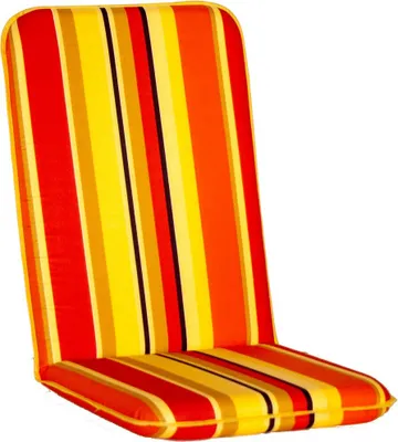 A striped chair cushion on a white background.