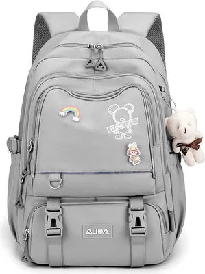 Image de Sac à dos scolaire Sac à dos pour enfants Sac d'école garçons filles Sacs d'école pour voyages en plein air Daypacks, gris