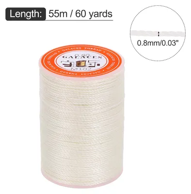 Image de Fil CiršŠ 0.8mm 60 Yards Fil PerlšŠ Cire Perles Cordon Cuir pour Fabrication de Bijoux Couture Beige