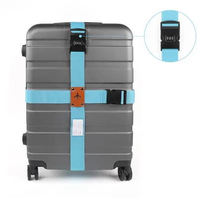 Image de 2 sangles de bagage, sangle de bagage croisée réglable avec serrure à combinaison, étiquettes de bagage, pour valises de 20 à 34 pouces