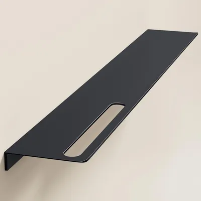 Produktbild von doporro Duschablage ohne Bohren aus Aluminium 80 cm, selbstklebendes Duschregal mit Handtuchhalter, 2-in-1 Badezimmer Organizer Matt schwarz Reglo-06
