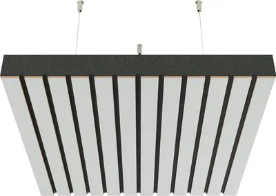 Produktbild von 2er-Pack – Decken-Akustikpaneele mit Montageset | Abgehängtes Akustikpaneel mit Schallabsorption und Diffusion |SLATO | Weiß]