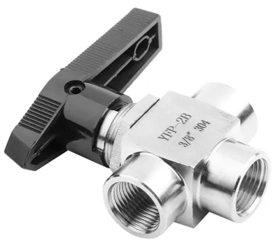Image de Robinet à trois voies en acier inoxydable, avec filetage intérieur, pour l'eau et le gaz