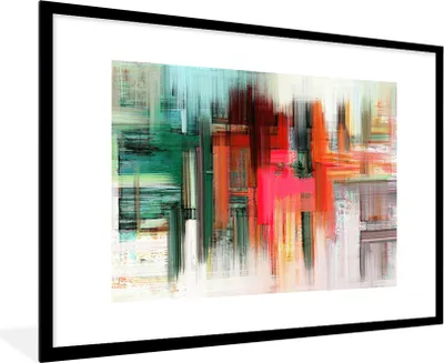 Produktbild von MuchoWow® Gerahmtes Poster Ölgemälde - Abstrakt 90x60 cm - Poster mit Schwarzem Bilderrahmen Wandposter Rahmen Foto Bilder - Wanddekoration - Fotos