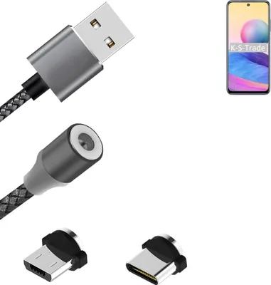 Produktbild von K-S-Trade Hochwertiges Magnet-Lade-kabel Sync-Kabel Daten-Kabel für Xiaomi Redmi Note 10 5G mit USB-Typ-C-Anschluss und Micro-USB-Anschluss 2A bis zu