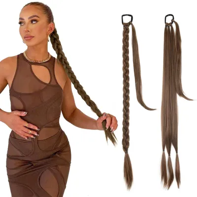 Produktbild von SassyGoods® predĺženie do copu - vrkoč - vrkoče - vlasy - príčesok - hnedý - 80 cm