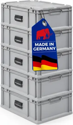 Produktbild von SuperSparSet 5x Eurobox NextGen Portable  Germany | HxBxT 23,5x40x60cm | 44 Liter | Grau | Eurobehälter, Transportbox, Transportbehälter, Stapelbehälter