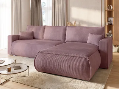 Produktbild von BroMARKT Ecksofa HAVANA Schlaffunktion Bettkasten L-Form 120x236 cm Puderrosa