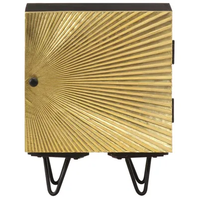 Image de vidaXL Table de nuit avec façade en laiton 40x30x50 cm bois massif mangue