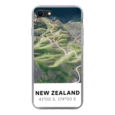Produktbild von MuchoWow® Handyhülle Schutzhülle Hülle für iPhone 7 Neuseeland - Wasser - Grün - Strand Silikon Softcase Handy Hülle - Kartenhalter