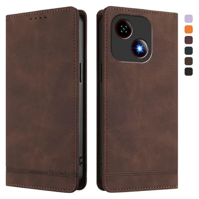 Image de Etui pour ZTE Blade A35E, étui rétro en cuirPolyuréthaneavec support et fentes pour cartes de crédit Marron