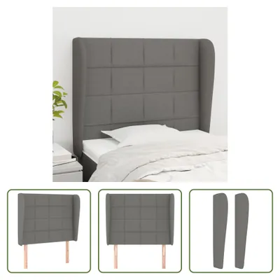 Produktbild von The Living Store Kopfteil mit Ohren Dunkelgrau 83x23x118/128 cm Stoff