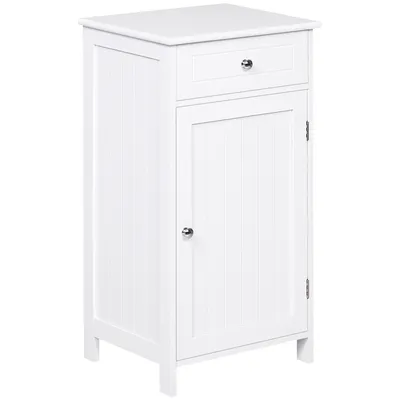 Produktbild von Kleankin Badezimmerschrank mit 1 Schublade, 1 Tür und verstellbarem Innenregal, zusätzliches Aufbewahrungsmöbel für Wohnzimmer, Küche, kippsicher, 43 x 34 x 77 cm, Weiß