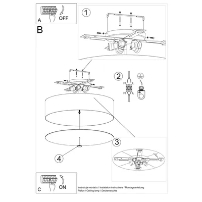 Obrázek produktu pro Stropní svítidlo Skala textilní stínidlo kulaté černé 60 cm