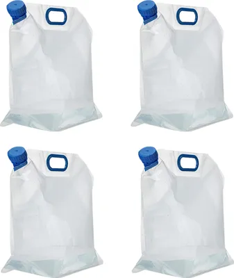 Produktbild von Wassersack reißfest 5 Liter - 4 Stück- Wasserbehälter faltbar, Wasserbeutel BPA-frei [kein Bisphenol A] für Camping