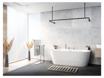 Produktbild von Aluminium Winkelstangen-System in Weiß, Schwarz oder Silber glänzend, 70x165x70 cm, barrierefrei