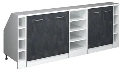 Produktbild von Küchenschrank für Dachschrägen Vicco R-Line Schwarz Beton 210 cm 5er Set Schrankkorpuss 60 cm Tiefe, Model 60305