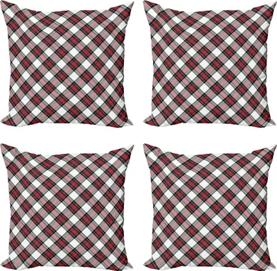 Produktbild von ABAKUHAUS Schottenkaro Kissenbezug Set (4 Stück), Plaid Motiv Rhombuses, Moderner Doppelseitiger Digitaldruck, 40 cm x 40 cm, Mehrfarbig