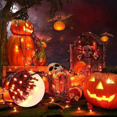 Obrázok produktu pre Jesenná svetelná reťaz 20 m, 200 LED, oranžová, Halloween