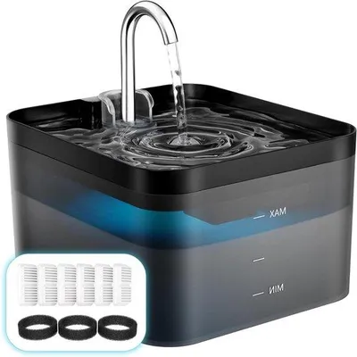Image de Fontaine à eau pour chat de 2,2 litres, silencieuse, facile à nettoyer, avec LED et filtre à charbon actif