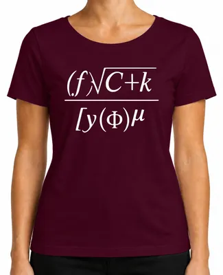 Productafbeelding van Wiskundeformule, wetenschap, nerd, cadeau, student, natuurkunde, ingenieur, dames T-shirt, bordeauxrood, maat L