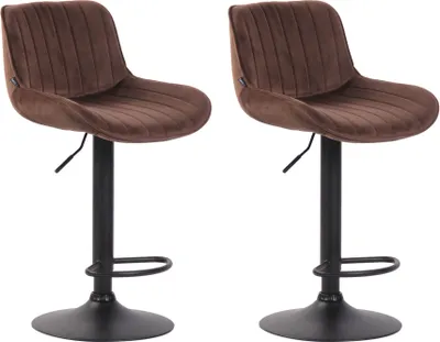 Produktbild von CLP 2er Set Barhocker Lentini Samt drehbar und höhenverstellbar braun Gestell Farbe schwarz