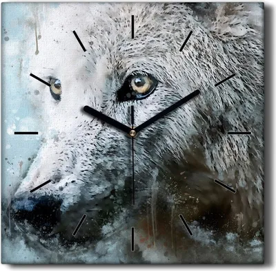 Produktbild von Coloray Hodiny Unikátní 30x30 cm  Tiché hodiny Pro obývací pokoj a kuchyň Nástěnné hodiny Plátno Černé ručičky hodin - Wild Animal Wolf
