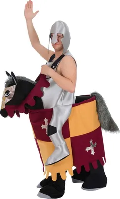 Ritter Kostüm reitender Ritter Furchtlos Tragmich Kostüm für Herren Huckepack-Kostüm Spaßkostüm Mittelalter Fasching Karneval Mottoparty Ritterturnier
