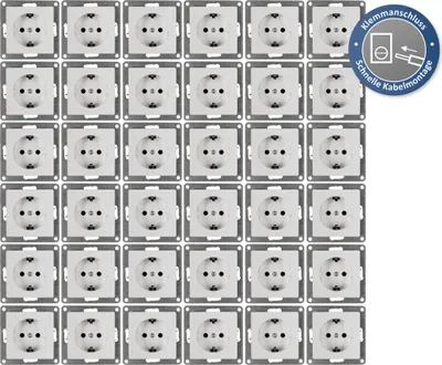 Produktbild von 36x Schutzkontakt-Steckdose McPower "Cup", 250V/16A, UP, Klemmanschluss, weiß, poliert / Hochglanz