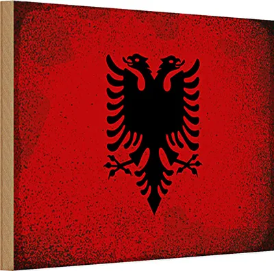 Produktbild von Holzschild Flagge Albanien 30x20cm Flag Albania Vintage