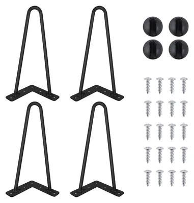 Immagine prodotto di Gambe per tavolo a forma di forcina - Gambe per mobili in ferro - 25 cm - Set da 4 - Capacità di carico 150 kg - Nero - Ideali per progetti fai-da-te