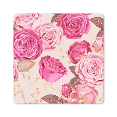 Produktbild von MuchoWow® Mauspad Mousepad Rosen - Blumen - Muster 20x20 cm - Mousepads - Maus Mat - Pad - Mausunterlage - Desk Mat - Bureauartikeln