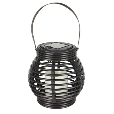 Produktbild von BURI Solar Gartenlaterne Rattanoptik Flackerkerze Gartenleuchte Gartendeko Solarlampe