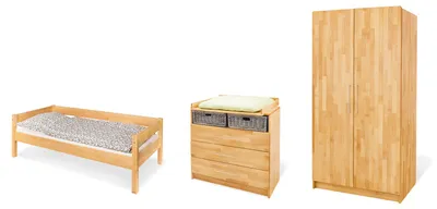 Produktbild von Pinolino Jugendzimmer-Set 'Natura' breit, 3-tlg. Massiv: Buche, geölt mit Hartöl auf Leinsamenöl-Basis
