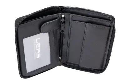 Produktbild von LEAS Reißverschlussgeldbörse mit umlaufendem Reißverschluss und RFID Schutz Block Folie Brieftasche schützt Kreditkarten vor Datendieben Echt-Leder, schwarz
