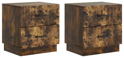 Obrázok produktu pre Nočný stolík so zásuvkou 2 pcs Dymový dub 43 x 34,5 x 44,5 cm