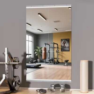 Produktbild von Ganzkörperspiegel 140x52 cm 2 Stück, Wandspiegel, gehärtetes Glas, für Fitness & Tanz