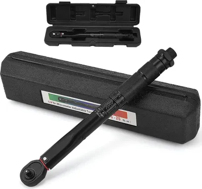 Zdjęcie produktu dla Klucz dynamometryczny 0,95 cm (3/8 cala) - Samochody i motocykle - Zakres: 19–110 Nm - Regulacja z dokładnością do 0,1 Nm - Mechanizm samohamujący z 72 zębami - Kolor: czarny