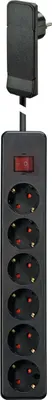 Image de GEBRO Multiprise 105670, 6x, avec fiche plate FlatPlug et interrupteur, noir