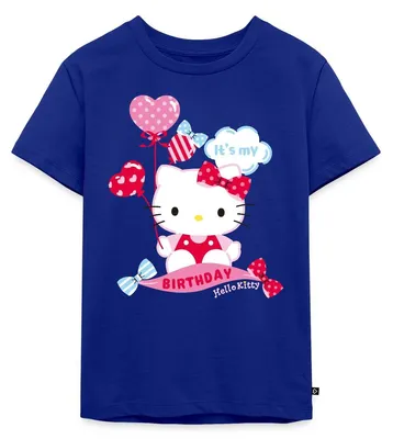 Produktbild von Spreadshirt Hello Kitty Mit Ballons Mein Geburtstag Kinder Premium T-Shirt, 134/140 (8 Jahre), Royalblau