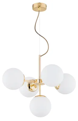 Obrázek produktu pro Závěsné svítidlo HIT, zlaté a bílé, 5xE14x10W, sklo, rozměry: 85x56x56 cm, IP20, Alfa