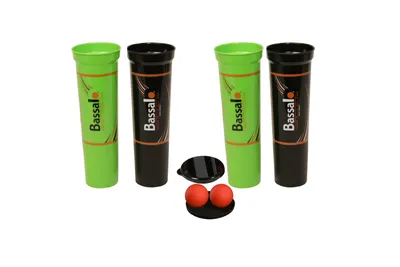 Produktbild von BASSALO Cupball 4er Familien‑Set – Indoor & Outdoor Wurf‑ & Fangspiel mit 4 Cups & 2 Bällen – Geschicklichkeitsspiel für Familie & Freizeit & Strand