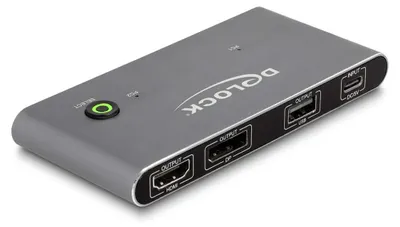 Productafbeelding van Delock USB-C KVM-switch met HDMI en DisplayPort 8K MST, inclusief USB 2.0