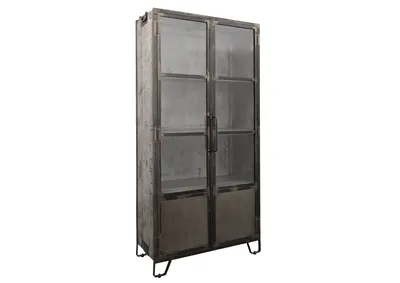 Produktbild von MASSIVMOEBEL24.DE Vitrine Mango 90x40x190 grau lackiert HEAVY INDUSTRY #123