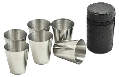 Obrázek produktu pro APT AG171B Nerezové panáky v koženkovém pouzdře 6 x 30 ml