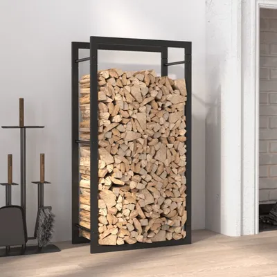 Produktbild von Brennholzregal Mattschwarz 50x28x94 cm Stahl - Kaminholzregale CC21184
