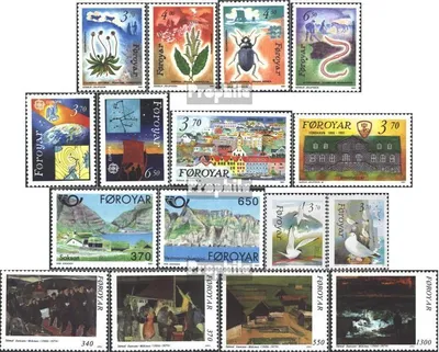 Produktbild von Briefmarken Dänemark - Färöer 1991 Mi 211-226 (kompl.Ausg.) Jahrgang 1991 komplett postfrisch Anthropochoren
