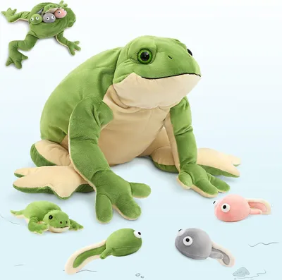 Image de Grenouille en peluche, 52 cm, avec 4 petits, douce, pour enfants