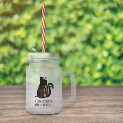 Produktbild von Mr. & Mrs. Panda Cocktailglas Stinktier Sitzen - Transparent - Geschenk, Skunk, Wildtier, Glas Mit Strohhalm, Büro, deckel, Mason Jar, Raubtier, Becher, Spruch